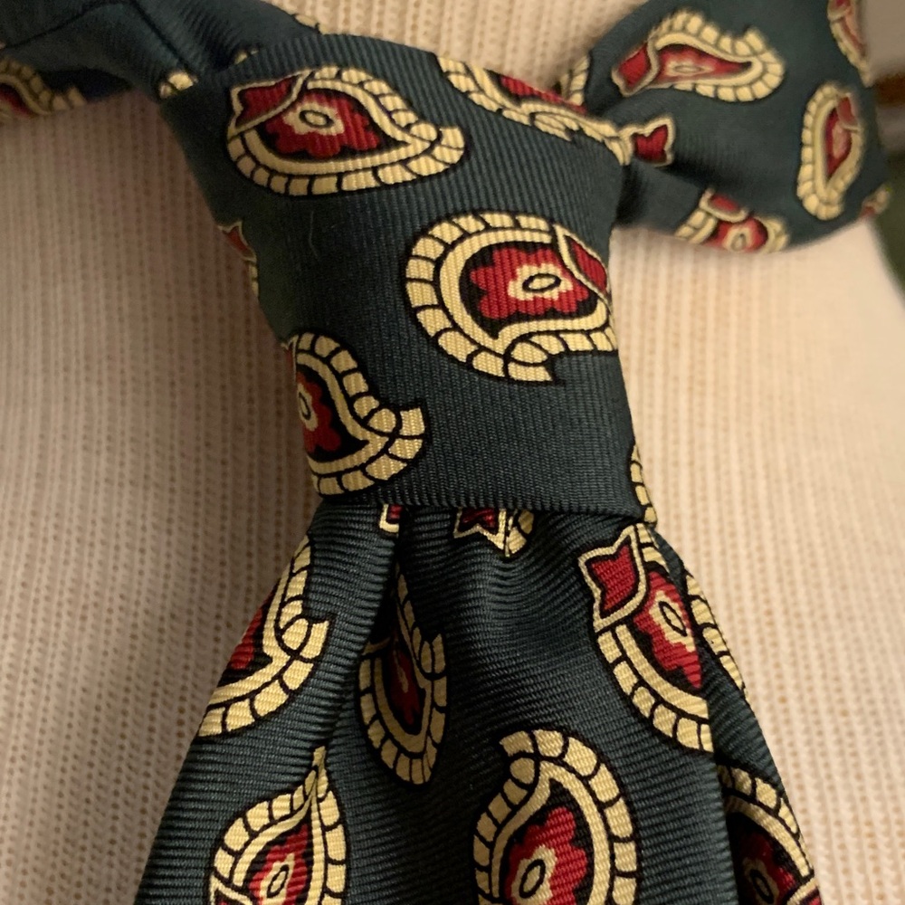 POLO BY RALPH LAUREN GREEN  OVERSIZED FOULARD PRINT SILK TWILL NECKTIE